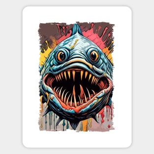 Piranha Amazon River Monster fish Abstract Fantasy Art Illustration Magnet